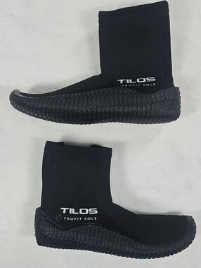 Tilos Trufit Sole Neoprene Dive Boots Black Ankle Zipper Scuba Snorkel Size 6